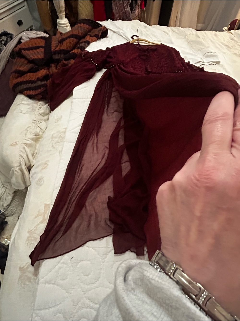 Burgundy studded maxi top or duster nwot xl - Picture 11 of 13